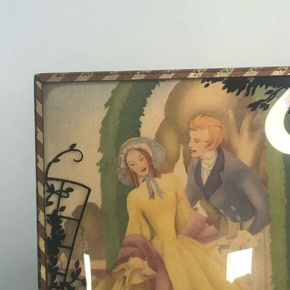 vintage reverse glass silhouette painting convex  bubble frame 4x5 playful dog - Picture 5 of 7